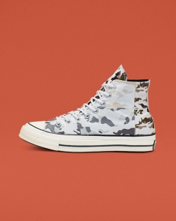 Converse Blocked Camo Chuck 70 Férfi Magasszárú Fehér/Sötét/Szürke/Szürke | GWCXLQF-HU